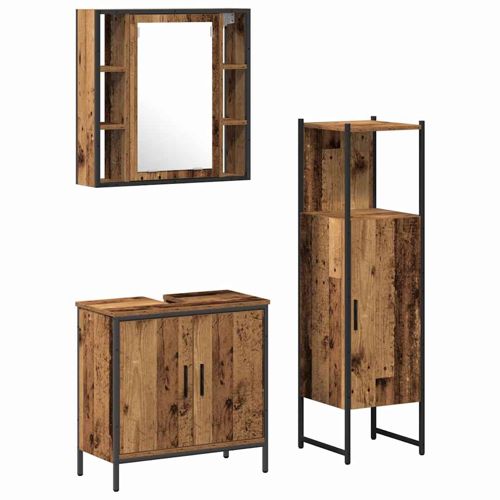 Juego de muebles de baño 3 pcs Marrón Madera de ingeniería