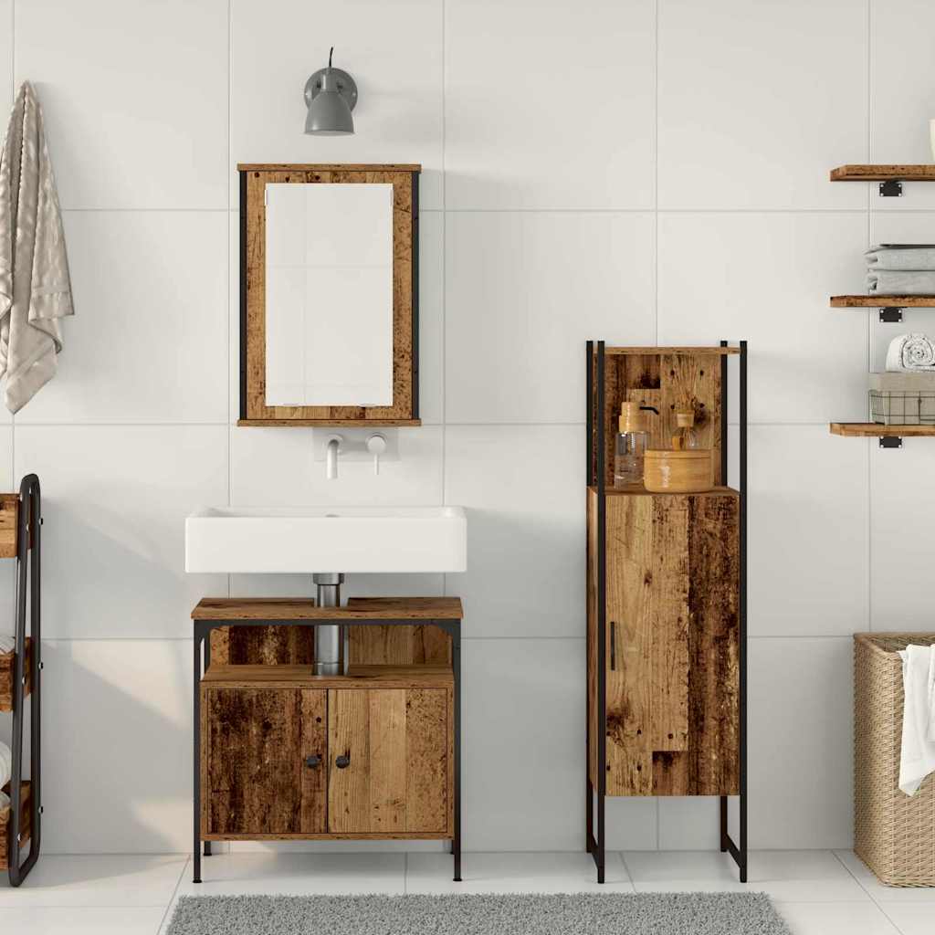 Juego de muebles de baño 3 pcs Marrón 33 x 33 x 120.5 cm