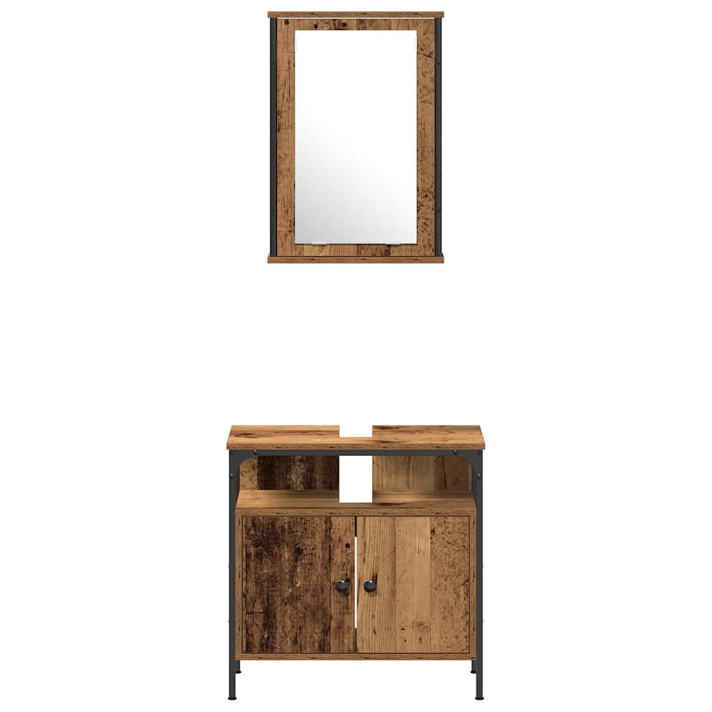 Juego de muebles de baño 3 pcs Marrón 33 x 33 x 120.5 cm