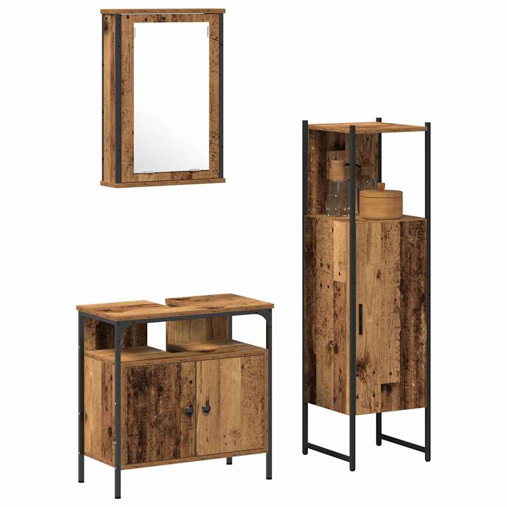 Juego de muebles de baño 3 pcs Marrón 33 x 33 x 120.5 cm