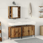 Juego de muebles de baño 3 pcs Marrón Madera contrachapada