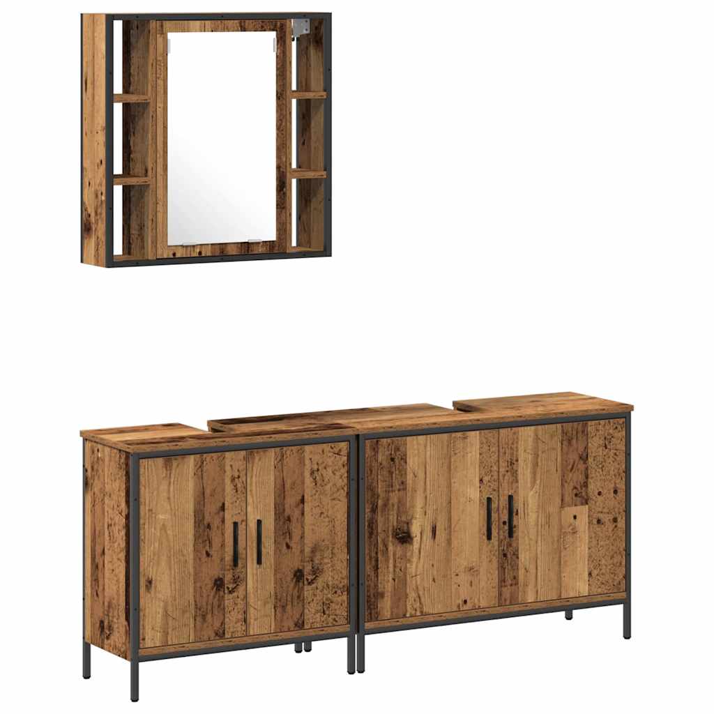 Juego de muebles de baño 3 pcs Marrón Madera contrachapada
