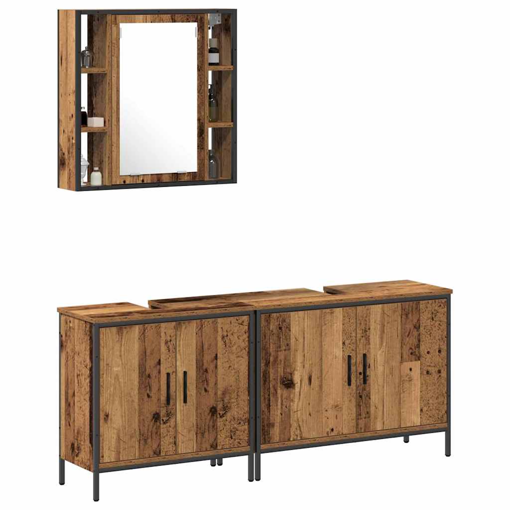 Juego de muebles de baño 3 pcs Marrón Madera contrachapada