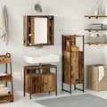 Juego de muebles de baño 3 pcs Marrón Madera contrachapada