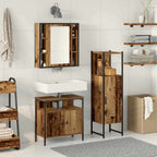 Juego de muebles de baño 3 pcs Marrón Madera contrachapada