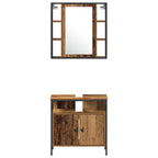 Juego de muebles de baño 3 pcs Marrón Madera contrachapada