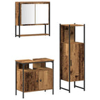 Juego de muebles de baño 3 pcs Marrón Madera contrachapada
