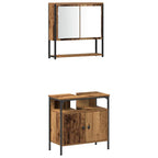 Juego de muebles de baño 3 pcs Marrón Madera contrachapada