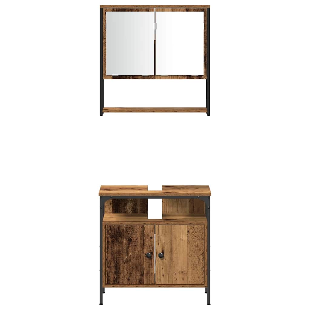Juego de muebles de baño 3 pcs Marrón Madera contrachapada
