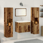 Juego de muebles de baño con puerta 4 pcs Madera envejecida