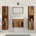 Juego de muebles de baño con puerta 4 pcs Madera envejecida