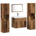 Juego de muebles de baño con puerta 4 pcs Madera envejecida