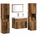 Juego de muebles de baño con puerta 4 pcs Madera envejecida