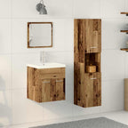 Juego de muebles de baño con cajón 4 pcs Madera envejecida