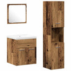 Juego de muebles de baño con cajón 4 pcs Madera envejecida