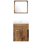 Juego de muebles de baño con cajón 4 pcs Madera envejecida