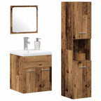 Juego de muebles de baño con cajón 4 pcs Madera envejecida