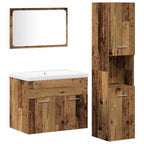 Juego de muebles de baño 4 pcs Marrón Madera de ingeniería