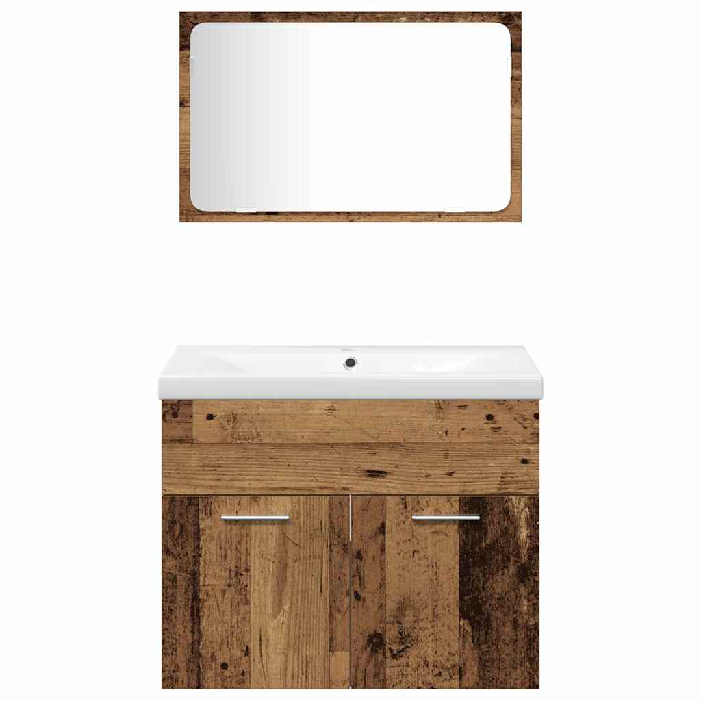Juego de muebles de baño 4 pcs Marrón Madera de ingeniería