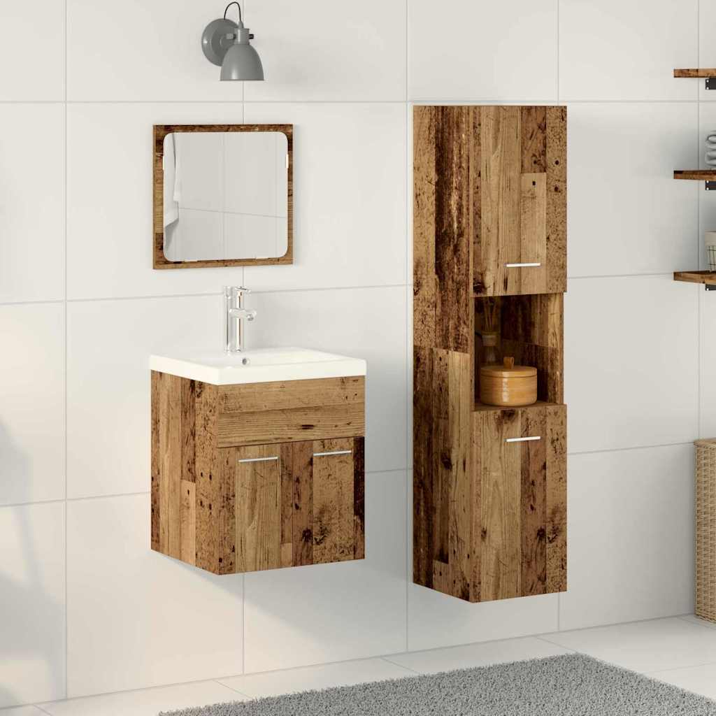 Juego de muebles de baño 4 pcs Marrón Madera de ingeniería