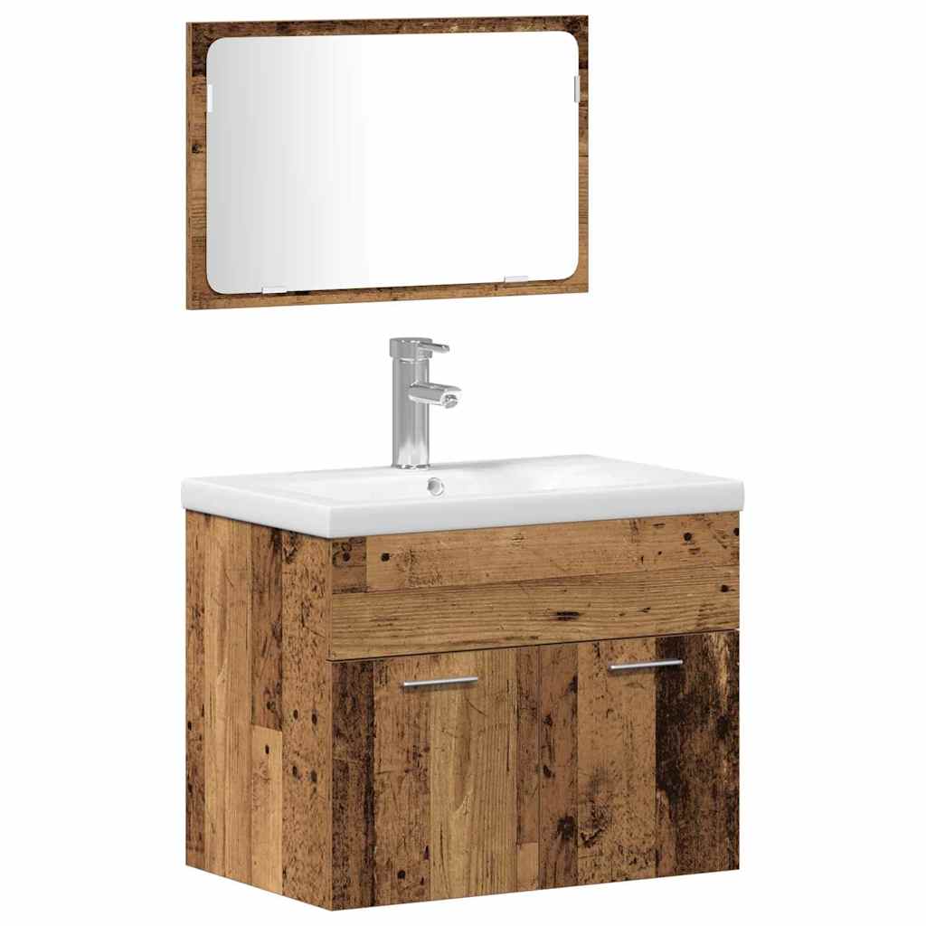 Juego de muebles de baño 4 pcs Marrón Madera de ingeniería