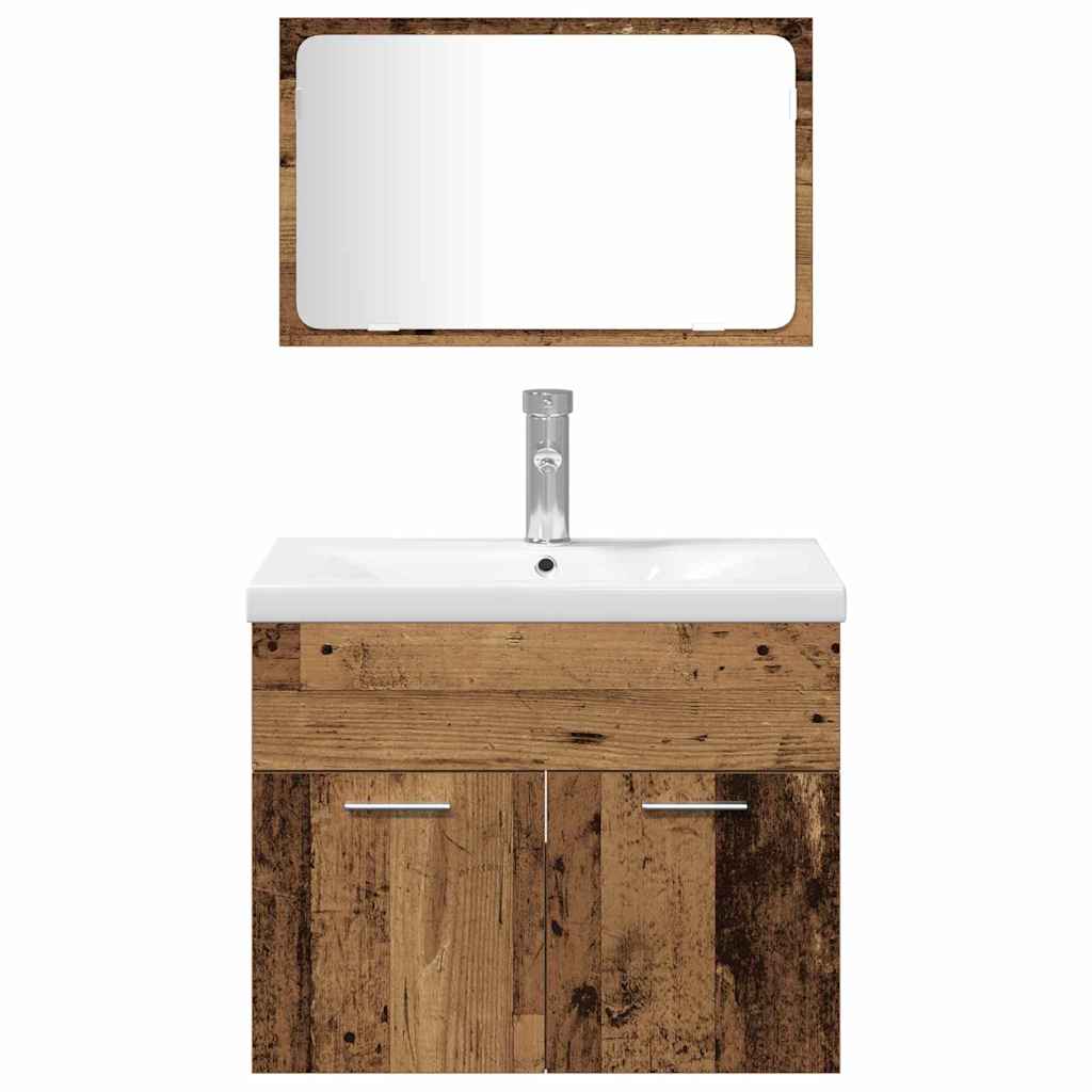 Juego de muebles de baño 4 pcs Marrón Madera de ingeniería
