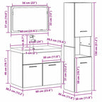 Juego de muebles de baño 4 pcs Marrón Madera de ingeniería