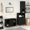 Juego de muebles de baño 3 pcs Negro Madera de ingeniería