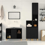 Juego de muebles de baño 3 pcs Negro Madera de ingeniería