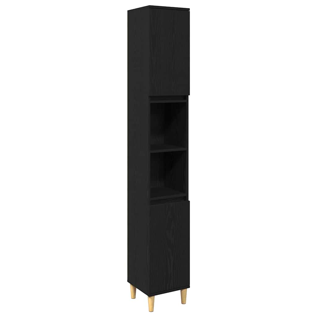Juego de muebles de baño 3 pcs Negro Madera de ingeniería