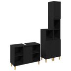 Juego de muebles de baño 3 pcs Negro Madera de ingeniería