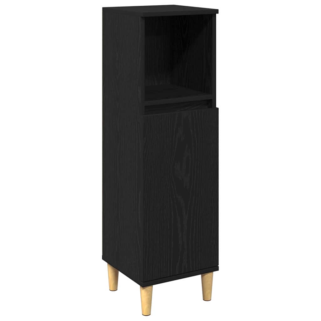 Juego de muebles de baño 3 pcs Negro Madera de ingeniería