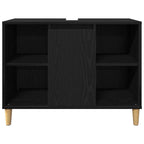 Juego de muebles de baño 3 pcs Negro Madera de ingeniería