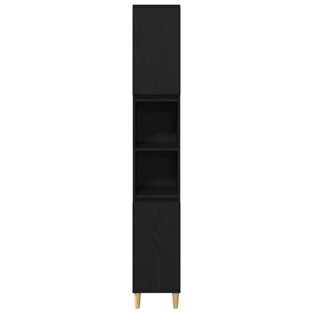 Juego de muebles de baño 3 pcs Negro Madera de ingeniería
