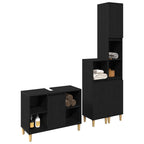 Juego de muebles de baño 3 pcs Negro Madera de ingeniería