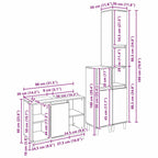 Juego de muebles de baño 3 pcs Negro Madera de ingeniería