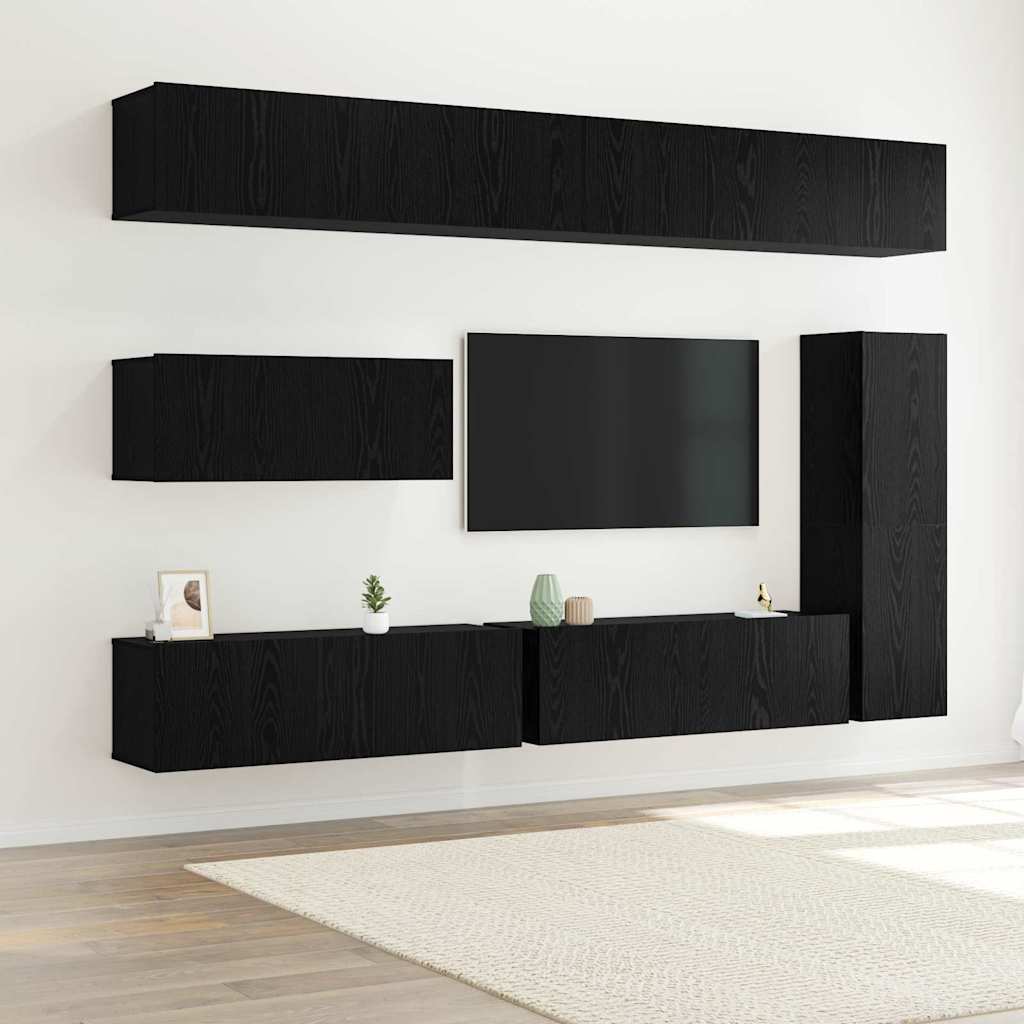 Conjunto de mueble de TV 10 pcs Madera envejecida