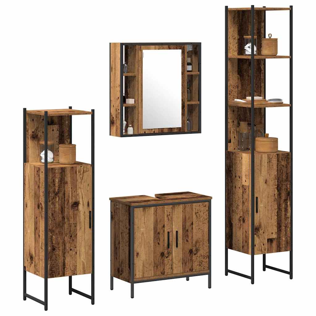 Juego de muebles de baño 4 pcs Marrón 33 x 33 x 185.5 cm