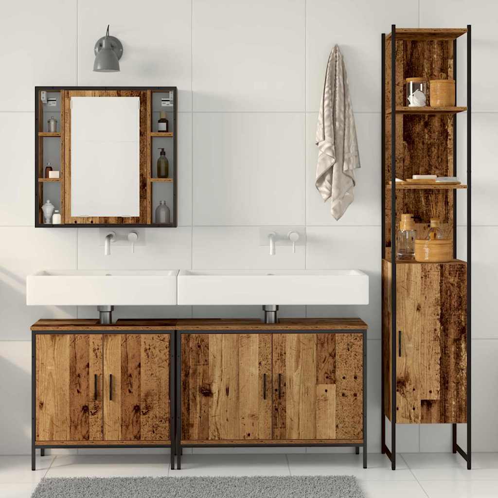 Juego de muebles de baño 4 pcs Marrón Madera contrachapada