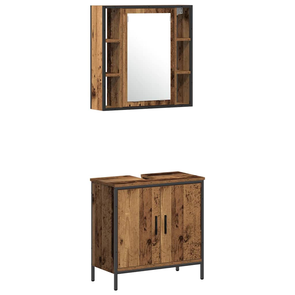 Juego de muebles de baño 4 pcs Marrón Madera contrachapada