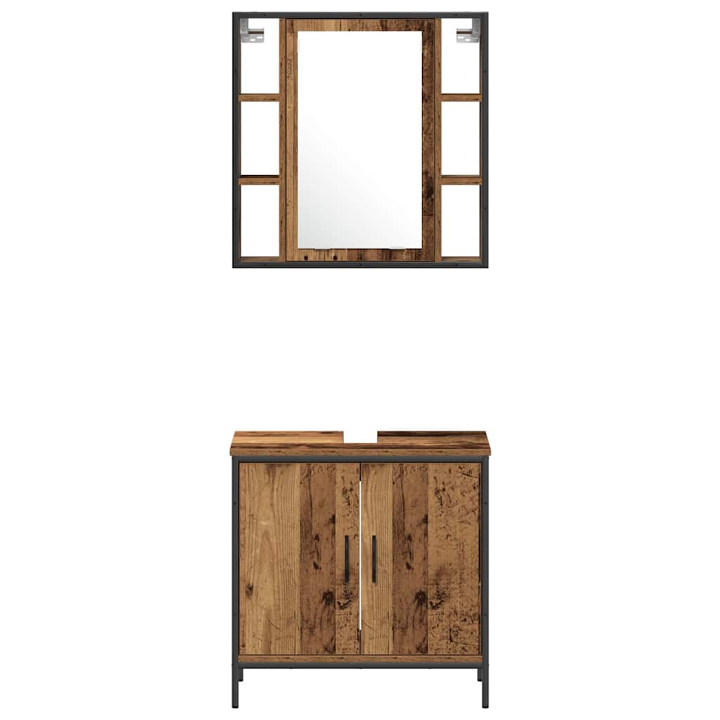 Juego de muebles de baño 4 pcs Marrón Madera contrachapada