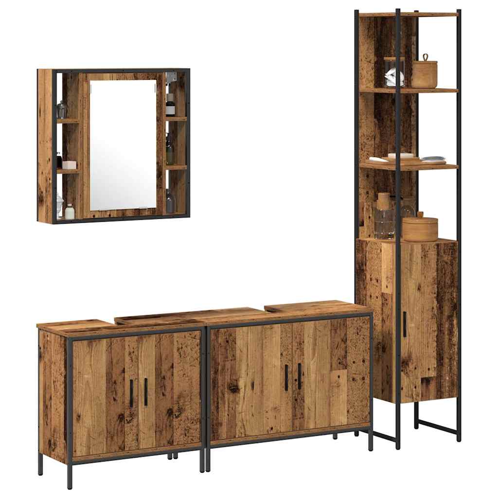 Juego de muebles de baño 4 pcs Marrón Madera contrachapada