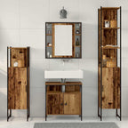Juego de muebles de baño con estante 4 pcs Madera envejecida