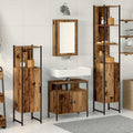 Juego de muebles de baño con estante 4 pcs Madera vieja