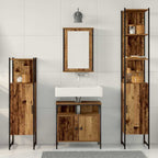 Juego de muebles de baño con estante 4 pcs Madera vieja