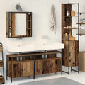 Juego de muebles de baño con estante 4 pcs Madera envejecida