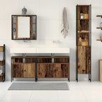 Juego de muebles de baño con estante 4 pcs Madera envejecida