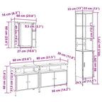 Juego de muebles de baño con estante 4 pcs Madera envejecida