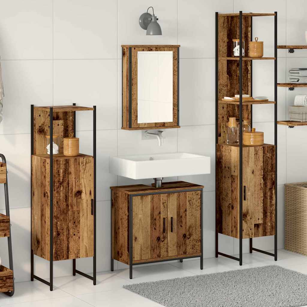 Juego de muebles de baño 4 pcs Marrón Madera contrachapada