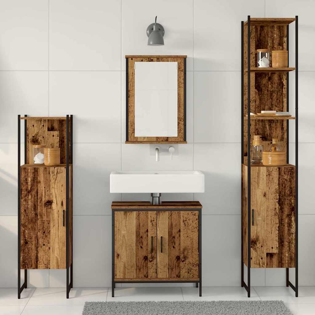 Juego de muebles de baño 4 pcs Marrón Madera contrachapada
